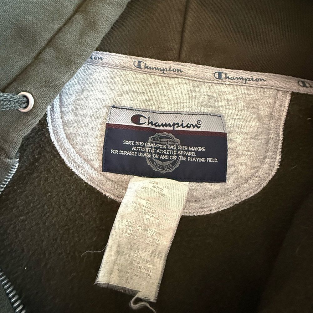 Champion Dark Green Hoodie Y2K Size Large Premium - Picture 2 of 7